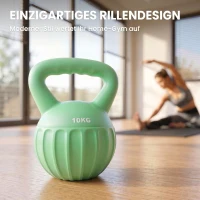 SPORTNOW Kettlebell Kugelhantel 6 kg Gewicht-Hantel mit Sand befüllt für Anfänger Zuhause Krafttraining 21 x 21 x 27 cm Grün(m-4)