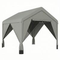 Outsunny Tonnelle de jardin pavillon de jardin hydrofuge structure robuste en acier galvanisé avec toit double pente 3x3m gris