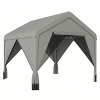 Outsunny Tonnelle de jardin pavillon de jardin hydrofuge structure robuste en acier galvanisé avec toit double pente 3x3m gris(m-1)