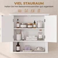 HOMCOM Badschrank Küchenschrank Hängeschrank Badezimmerschrank Badregal Wandschrank vestellbarer Einlegeboden Holz Weiß 60 x 19,8 x 58 cm(m-4)