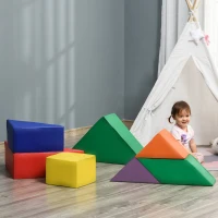 HOMCOM 7 Piece Kids Soft Foam Puzzle Play Set Interlocking Toddler Learning Blocks Comfortable Safe Floor Indoor Outdoor Active Play Structure(m-2)
