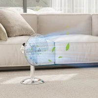 HOMCOM Three-Speed Oscillating Desk Fan - Silver-Tone(m-10)