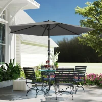 Outsunny Sonnenschirm 270 cm knickbar Balkonschirm mit Kurbel UV 50+ Gartenschirm Dunkelgrau(m-8)