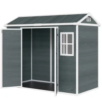 Outsunny Gerätehaus 2,77 m², Geräteschuppen mit Holzoptik 2 Fenster Doppeltür Belüftung Boden Schloss Handschuhe(m-11)
