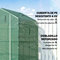Outsunny Invernadero con 1 Puerta 2 Ventanas y Estantes de 2 Niveles en Forma de U para Cultivo de Plantas 140x73x190 cm Verde(m-5)