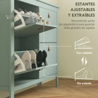 HOMCOM Zapatero Estrecho con 4 Compartimentos y Tiradores de Cuero PU para Pasillo y Recibidor 105x24x95,5 cm Verde Claro(m-5)