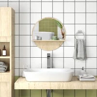 Kleankin Espelho Redondo de Parede de Casa de Banho com 1 Prateleira de Arrumação Ø45x10 cm Painel de Partículas(m-2)