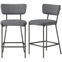 HOMCOM Barhocker im 2er-Set, Polster-Barstühle mit geschwungener Rückenlehne, für Kücheninsel, Frühstücksbereich, Grau(m-11)