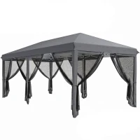 Outsunny 6 x 3m Pop Up Gazebo - Outdoor Canopy Shelter, Marquee Party Wedding Tent with 6 Mesh Walls and Carry Bag, Grey(m-1)