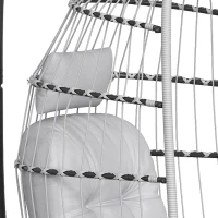 Outsunny Hanging Egg Chair, Indoor Outdoor Hammock Swing Chair with Stand, Safety Strap, Foldable Basket, Light Grey(m-13)