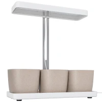 Outsunny Lampade per Pianta da 42 Luci LED con 3 Vasi, Timer e Illuminazione Regolabile, 45x18.8x47.8 cm, Bianco(m-1)