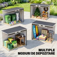 Outsunny Depozit pentru Unelte de Grădină din Metal cu Kit Fundație, Uși Duble, Ventilație și Acoperiș Înclinat, Gri(m-8)