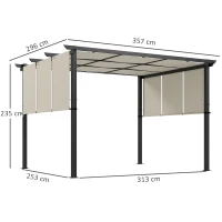Outsunny Markise Sonnenschutz. Pergola, wetterbeständig,  inkl. Befestigungsmaterial, 3 x 3,5 m, Beige(m-3)