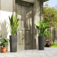 Outsunny 2er Set Blumentopf stapelbar Pflanzkübel mit Löcher 35x35 cm Pflanztöpfe Rund Dunkelgrau(m-10)
