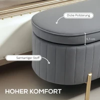 HOMCOM Ławka z klapą i schowkiem, tapicerka materiałowa, drewno, metal, szary+złoty(m-4)