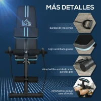 HOMCOM Banco de Musculación Plegable con Respaldo Regulable Extensión de Pierna Cojín de Predicador Banda 160x54x106 cm Negro(m-8)