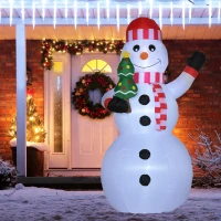 Outsunny Pupazzo di Neve Gonfiabile con Luci LED da Esterno e Interno con Gonfiatore, 93x83x180cm(m-2)