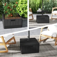 Outsunny Pied de parasol carré avec plateau de table, support parasol en HDPE à roues, remplissage eau sable 53 x 53 x 45 cm noir(m-9)