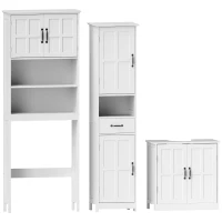 kleankin Conjunto de Baño Incluye 1 Mueble sobre Inodoro 1 Columna de Baño 1 Mueble para Debajo del Lavabo Blanco(m-13)