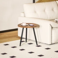 HOMCOM Modern Round Coffee Table with Steel Frame for Small Space, Sofa Beside, Living Room, Chestnut Wood Effect(m-6)