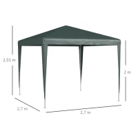 Outsunny Gazebo da Giardino 2.7x2.7 m con Picchetti e Corde, Telaio in Acciaio e Rivestimento in PE, Verde Scuro(m-3)