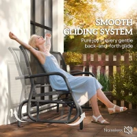 Outsunny 3-Seat Glider Rocking Chair for 3 People Garden Bench Patio Furniture Metal Frame, Black(m-4)