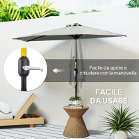 Outsunny Ombrellone da Parete Mezzaluna Salvaspazio con Apertura a Manovella, 2.7x2.4 m, Grigio Chiaro(m-4)