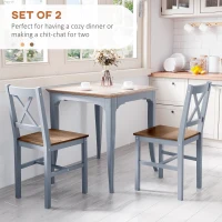 HOMCOM Dining Chairs Set of 2, Pine Wood Kitchen Chairs with Cross Back, Solid Structure for Living Room and Dining Room, Grey(m-4)