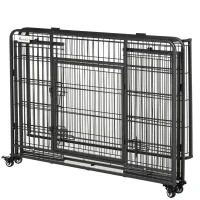 PawHut Metal Dog Cage Kennel Locking Door & Wheels Removable Tray Openable Top For Large Pets 109.5 x 71 x 78 cm(m-10)