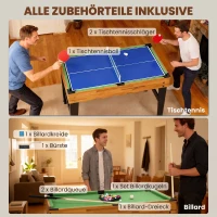 SPORTNOW 13-in-1 Spieletisch, Tischfußball, Schach, Billard, Tischtennis und mehr, MDF, Kunststoff, Walnuss(m-7)