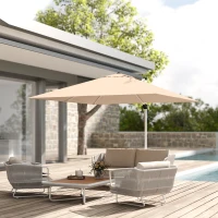 Outsunny Umbrelă de soare suspendată, înclinabilă, cu bază în formă de cruce, din poliester, aluminiu și metal, 295x295x260 cm, kaki(m-10)