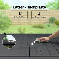 Outsunny Gartentisch Ausziehbarer 80/160 x 80 cm Aluminium Esstisch für 4-6 Personen, Rechteckig mit Lamellenplatte(m-6)