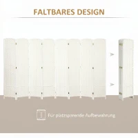 HOMCOM 8-teiliger Raumtrenner, Faltbarer Sichtschutz, Sichtschutzwand für Wohnzimmer, Schlafzimmer, Homeoffice, Weiß(m-5)