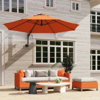 Outsunny 3(m) Wall-Mounted Parasol Shade, with Handle - Orange(m-10)