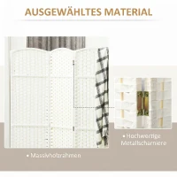 HOMCOM 8-teiliger Raumtrenner, Faltbarer Sichtschutz, Sichtschutzwand für Wohnzimmer, Schlafzimmer, Homeoffice, Weiß(m-6)