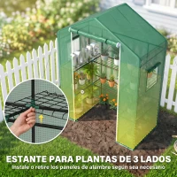 Outsunny Invernadero con 1 Puerta 2 Ventanas y Estantes de 2 Niveles en Forma de U para Cultivo de Plantas 140x73x190 cm Verde(m-4)