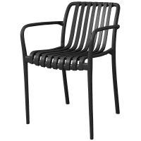 Outsunny Set di 4 Sedie da Patio Impilabili, Sedie da Pranzo per Esterni con Schienale Curvo, Seduta con Listelli e Braccioli(m-11)