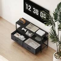 HOMCOM TV Schrank Lowboard mit 2 Schubladen, offenem Fach, für Fernseher bis 47 Zoll, 98 x 29 x 56 cm, Schwarz+Dunkelgrau(m-8)