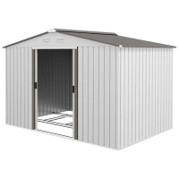 Outsunny Caseta de Jardín 277x195x192 cm Cobertizo de Exterior Metálico para Almacenamiento de Herramientas Plata y Gris(m-11)