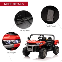 HOMCOM 12V 2 Seater Kids Electric Ride-On Car with Electric Bucket, Remote Control - Red(m-8)