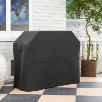 Outsunny BBQ Cover for Rectangular Gas Grill, 600D UPF30+ Oxford Fabric Barbecue Cover for Waterproof Protection Rip-Proof, with Windproof Hook and Loop Fasteners, Vents, 147 x 61 x 122 cm, Black(m-2)