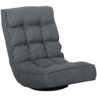 HOMCOM Silla de Suelo Plegable Silla de Lectura Giratoria 360° con Respaldo Ajustable en 5 Posiciones 58x107x79 cm Gris(m-1)