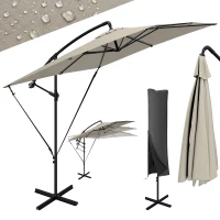 Outsunny Umbrelă Reglabilă, cu Manivelă, 247x247 cm, Bej(m-11)