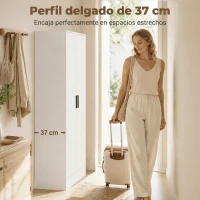 HOMCOM Armario Dormitorio Moderno Armario Ropero con Barra para Colgar Estantes 70x37x164 cm para Salón Entrada Blanco(m-4)