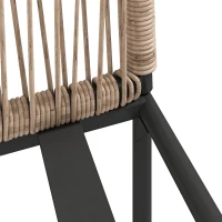 Outsunny Garden Chairs Set of 2, Rattan Garden Dining Chairs with String Back Armrests, Cushions, Natural Wood Finish(m-12)