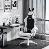 Vinsetto Chaise de gaming avec support lombaire, hauteur réglable, dossier inclinable, oreilles de lapin et appui-tête, noir(m-10)