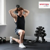 SPORTNOW Set Gantere Hexagonale pentru Sală cu Suport și Mânere Antialunecare, 2x2kg, 2x5kg, 2x8kg, 2x10kg, Negru(m-9)