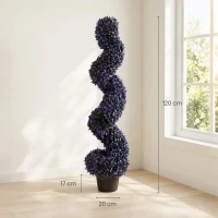 HOMCOM Decorative Artificial Plants Set of 2, UV Resistant Fake Plants in Pot for Indoor Outdoor Decor, 120 cm, Purple(m-3)