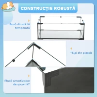 PawHut Cușcă pentru Hamsteri cu 3 Niveluri cu Bază din Sticlă Temperată, Roată și Accesorii, 76,5x48,5x54,5 cm, Negru(m-6)