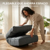 HOMCOM Silla de Suelo Plegable Silla de Lectura Giratoria 360° con Respaldo Ajustable en 5 Posiciones 58x107x79 cm Gris(m-6)